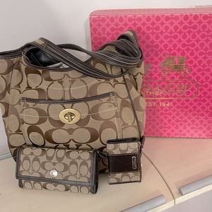 Coach Hobo Brown purse 10767 with wallet F42986 and skinny mini 42191